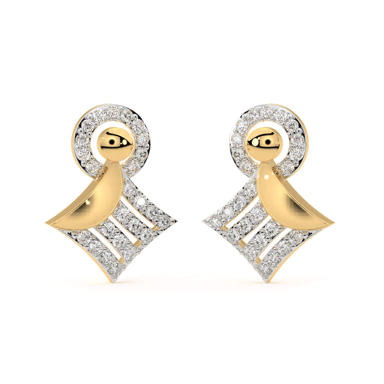 Square Shape Gold Stud Earrings